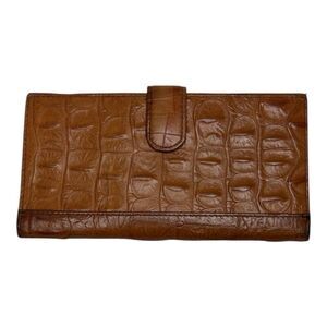 Brighton Brown Crocodile Embossed Checkbook Wallet.